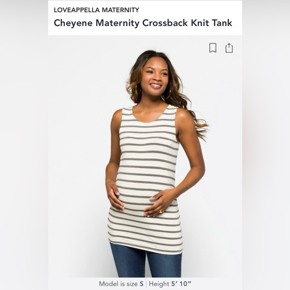 LOVEAPPELLA MATERNITY Cheyene Maternity Crossback Knit Tank | Med. | Blk & White - Picture 2 of 9
